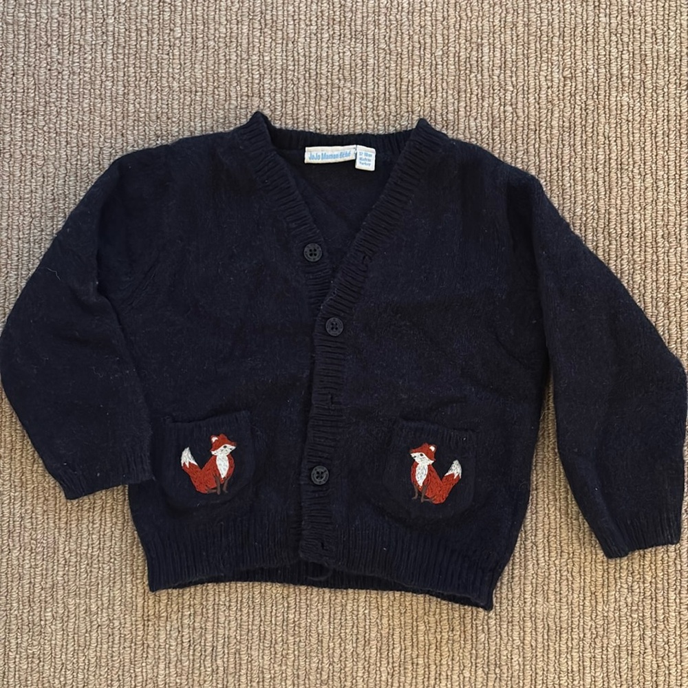 Navy lambswool cardigan sweater by JoJo Maman Bebe
